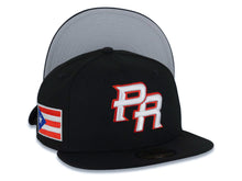 Load image into Gallery viewer, Puerto Rico New Era World Baseball Classic WBC 59FIFTY 5950 Fitted Cap Hat Black Crown/Visor White/Red Logo Puerto Rico Flag Side Patch