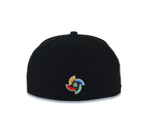 Load image into Gallery viewer, Puerto Rico New Era World Baseball Classic WBC 59FIFTY 5950 Fitted Cap Hat Black Crown/Visor White/Red Logo Puerto Rico Flag Side Patch