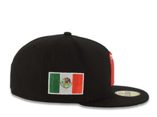 Load image into Gallery viewer, (Youth) Mexico New Era 59FIFTY 5950 Kid Fitted Cap Hat Black Crown/Visor Team Color Logo Mexico Flag Side Patch Green UV