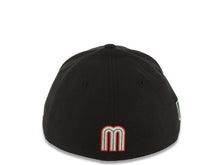 Load image into Gallery viewer, Mexico New Era WBC World Baseball Classic 39THIRTY 3930 Flexfit Cap Hat Black Crown/Visor Team Color Logo Mexico Flag Side Patch