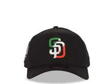 Load image into Gallery viewer, San Diego Padres New Era MLB 9FORTY 940 Adjustable A-Frame Cap Hat Black Crown/Visor Green/White/Red Logo 40th Anniversary Side Patch Gray UV