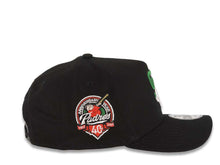 Load image into Gallery viewer, San Diego Padres New Era MLB 9FORTY 940 Adjustable A-Frame Cap Hat Black Crown/Visor Green/White/Red Logo 40th Anniversary Side Patch Gray UV