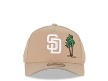 Load image into Gallery viewer, San Diego Padres New Era MLB 9FORTY 940 Adjustable A-Frame Cap Hat Khaki Crown/Visor White Logo With Palm Trees 25th Anniversary Side Patch