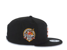 Load image into Gallery viewer, San Diego Padres New Era MLB 9FIFTY 950 Snapback Cap Hat Black Crown/Visor White/Orange Logo 40th Anniversary Side Patch Orange UV