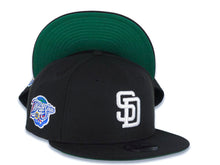 Load image into Gallery viewer, San Diego Padres New Era MLB 9FIFTY 950 Snapback Cap Hat Black Crown/Visor White Logo 1998 World Series Side Patch Green UV