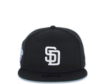 Load image into Gallery viewer, San Diego Padres New Era MLB 9FIFTY 950 Snapback Cap Hat Black Crown/Visor White Logo 1998 World Series Side Patch Green UV