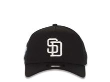 Load image into Gallery viewer, San Diego Padres New Era MLB 9FORTY 940 Adjustable A-Frame Cap Hat Black Crown/Visor White Logo 1998 World Series Side Patch Gray UV
