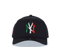 Load image into Gallery viewer, New York Yankees New Era MLB 9FORTY 940 Adjustable A-Frame Cap Hat Black Crown/Visor Green/White/Red Logo Mexico Flag Side Patch Green UV