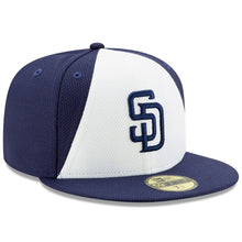 Load image into Gallery viewer, San Diego Padres New Era MLB 59FIFTY 5950 Fitted Cap Hat Diamond Era Navy/White Crown Navy Visor Navy Logo Gray UV
