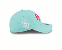 Load image into Gallery viewer, San Diego Padres New Era MLB 9TWENTY 920 Adjustable Cap Hat Light Teal Crown/Visor Magenta Text/Script Logo SD Side Patch
