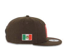 Load image into Gallery viewer, Mexico New Era 9FIFTY 950 Snapback Cap Hat Brown Crown/Visor Red/Green/White Logo Mexico Flag Side Patch Green UV