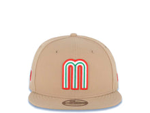Load image into Gallery viewer, Mexico New Era 9FIFTY 950 Snapback Cap Hat Khaki Crown/Visor Red/White/Green Logo Mexico Flag Side Patch Green UV