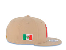 Load image into Gallery viewer, Mexico New Era 9FIFTY 950 Snapback Cap Hat Khaki Crown/Visor Red/White/Green Logo Mexico Flag Side Patch Green UV
