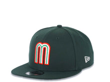 Load image into Gallery viewer, Mexico New Era 9FIFTY 950 Snapback Cap Hat Dark Green Crown/Visor Red/White/Green Logo Mexico Flag Side Patch Gray UV