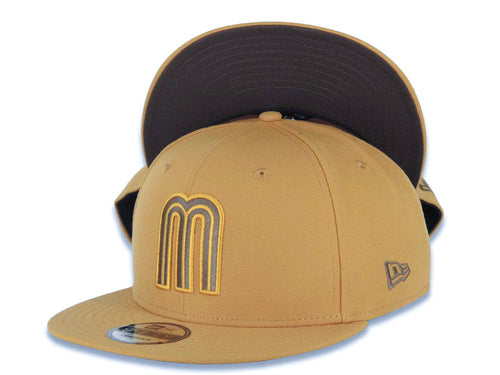 Mexico New Era 9FIFTY 950 Snapback Cap Hat Tan Crown/Visor Brown/Tan Logo Brown UV