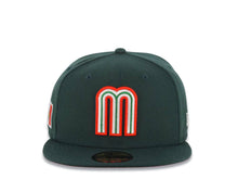 Load image into Gallery viewer, Mexico New Era WBC 59FIFTY 5950 Fitted Cap Hat Dark Green Crown/Visor Team Color Logo Mexico Flag Side Patch Red UV