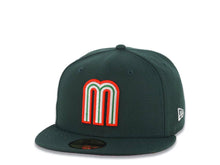 Load image into Gallery viewer, Mexico New Era WBC 59FIFTY 5950 Fitted Cap Hat Dark Green Crown/Visor Team Color Logo Mexico Flag Side Patch Red UV