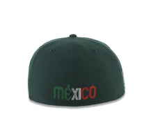 Load image into Gallery viewer, Mexico New Era WBC 59FIFTY 5950 Fitted Cap Hat Dark Green Crown/Visor Team Color Logo Mexico Flag Side Patch Red UV