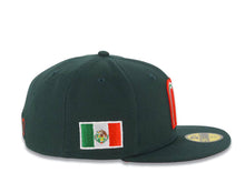 Load image into Gallery viewer, Mexico New Era WBC 59FIFTY 5950 Fitted Cap Hat Dark Green Crown/Visor Team Color Logo Mexico Flag Side Patch Red UV