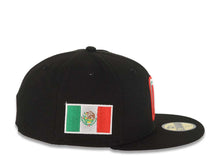 Load image into Gallery viewer, Mexico New Era WBC 59FIFTY 5950 Fitted Cap Hat Black Crown/Visor Team Color Logo With Statue Liberty Mexico Flag Side Patch Gray UV