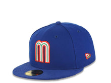 Load image into Gallery viewer, Mexico New Era WBC 59FIFTY 5950 Fitted Cap Hat Royal Blue Crown/Visor Team Color Logo Mexico Flag Side Patch Gray UV