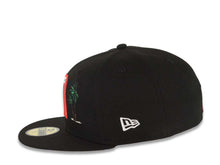 Load image into Gallery viewer, Mexico New Era WBC 59FIFTY 5950 Fitted Cap Hat Black Crown/Visor Team Color Logo With Palm Tree Mexico Flag Side Patch Gray UV