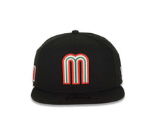 Load image into Gallery viewer, Mexico New Era WBC 9FIFTY 950 Snapback Cap Hat Black Crown/Visor Team Color Logo Mexico Flag Side Patch Gray UV