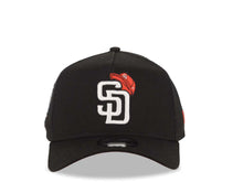 Load image into Gallery viewer, San Diego Padres New Era MLB 9FORTY 940 Adjustable A-Frame Cap Hat Black Crown/Visor White Logo With Cap 40th Anniversary Side Patch Red UV