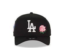 Load image into Gallery viewer, Los Angeles Dodgers New Era MLB 9FORTY 940 Adjustable A-Frame Cap Hat Black Crown/Visor White Logo With Rose 60th Anniversary Side Patch Pink UV