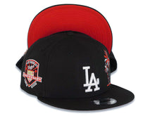 Load image into Gallery viewer, Los Angeles Dodgers New Era MLB 9FIFTY 950 Snapback Cap Hat Black Crown/Visor White Logo With Palm Tree 50th Anniversary Side Patch Red UV