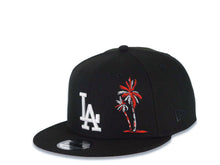 Load image into Gallery viewer, Los Angeles Dodgers New Era MLB 9FIFTY 950 Snapback Cap Hat Black Crown/Visor White Logo With Palm Tree 50th Anniversary Side Patch Red UV
