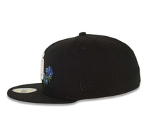 Load image into Gallery viewer, San Diego Padres New Era MLB 59FIFTY 5950 Fitted Cap Hat Black Crown/Visor White Logo With Rose 40th Anniversary Side Patch Sky Blue UV