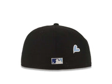 Load image into Gallery viewer, San Diego Padres New Era MLB 59FIFTY 5950 Fitted Cap Hat Black Crown/Visor White Logo With Rose 40th Anniversary Side Patch Sky Blue UV
