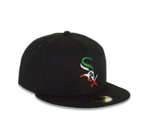 Load image into Gallery viewer, Chicago White Sox New Era MLB 59FIFTY 5950 Fitted Cap Hat Black Crown/Visor Green/White/Red Logo Gray UV