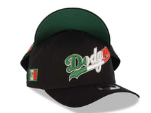 Load image into Gallery viewer, Los Angeles Dodgers New Era MLB 9FORTY 940 A-Frame Adjustable Cap Hat Black Crown/Visor Green/White/Yellow Script/Text Logo Mexico Flag Side Patch