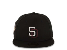 Load image into Gallery viewer, (Youth) San Diego Padres New Era MLB 59FIFTY 5950 Kid Fitted Cap Hat Black Crown/Visor White/Maroon Logo 1992 All-Star Game Side Patch Green UV