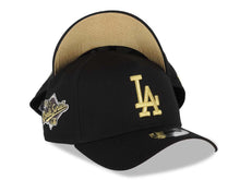 Load image into Gallery viewer, Los Angeles Dodgers New Era MLB 9FORTY 940 Adjustable A-Frame Cap Hat Black Crown/Visor Metallic Gold Logo 1988 World Series Side Patch Gold UV