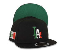 Load image into Gallery viewer, (Youth) Los Angeles Dodgers New Era MLB 59FIFTY 5950 Fitted Kid Cap Hat Black Crown/Visor Green/White/Red Logo Mexico Flag Side Patch Green UV