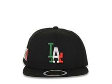 Load image into Gallery viewer, (Youth) Los Angeles Dodgers New Era MLB 59FIFTY 5950 Fitted Kid Cap Hat Black Crown/Visor Green/White/Red Logo Mexico Flag Side Patch Green UV