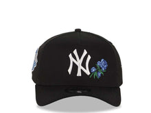 Load image into Gallery viewer, New York Yankees New Era MLB 9FORTY 940 Adjustable A-Frame Cap Hat Black Crown/Visor White Logo With Rose 1999 World Series Side Patch Sky Blue UV