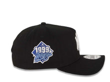 Load image into Gallery viewer, New York Yankees New Era MLB 9FORTY 940 Adjustable A-Frame Cap Hat Black Crown/Visor White Logo With Rose 1999 World Series Side Patch Sky Blue UV