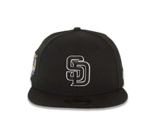 Load image into Gallery viewer, (Youth) San Diego Padres New Era MLB 59FIFTY 5950 Kid Fitted Cap Hat Black Crown/Visor Black/White Logo 40th Anniversary Side Patch Gray UV