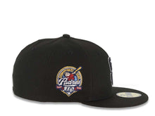 Load image into Gallery viewer, (Youth) San Diego Padres New Era MLB 59FIFTY 5950 Kid Fitted Cap Hat Black Crown/Visor Black/White Logo 40th Anniversary Side Patch Gray UV
