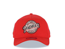 Load image into Gallery viewer, San Diego Padres New Era MLB 9FORTY 940 Adjustable A-Frame Cap Hat Red Crown/Visor Black/Metallic Red Logo 1998 World Series Side Patch Cream UV