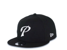 Load image into Gallery viewer, San Diego Padres New Era MLB 9FIFTY 950 Snapback Cap Hat Black Crown/Visor White Script P Logo with 619 Side Patch Gray UV