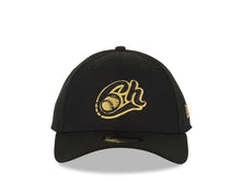 Load image into Gallery viewer, Charros de Jalisco New Era LMP 9FORTY 940 Adjustable Cap Hat Black Crown/Visor Black/Metallic Gold Logo Gray UV