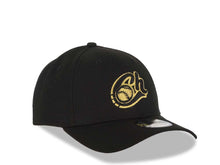 Load image into Gallery viewer, Charros de Jalisco New Era LMP 9FORTY 940 Adjustable Cap Hat Black Crown/Visor Black/Metallic Gold Logo Gray UV
