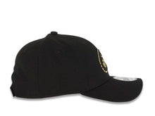 Load image into Gallery viewer, Charros de Jalisco New Era LMP 9FORTY 940 Adjustable Cap Hat Black Crown/Visor Black/Metallic Gold Logo Gray UV