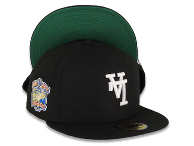 Los Angeles Dodgers New Era MLB 59FIFTY 5950 Fitted Cap Hat Black Crown/Visor White Upside Down Logo 40th Anniversary Side Patch Green UV