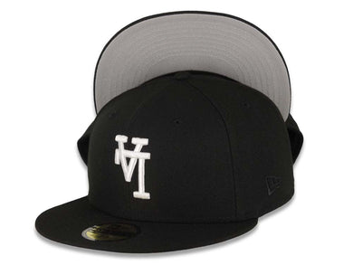 Los Angeles Dodgers New Era MLB 59FIFTY 5950 Fitted Cap Hat Black Crown/Visor White Upside Down Logo Gray UV
